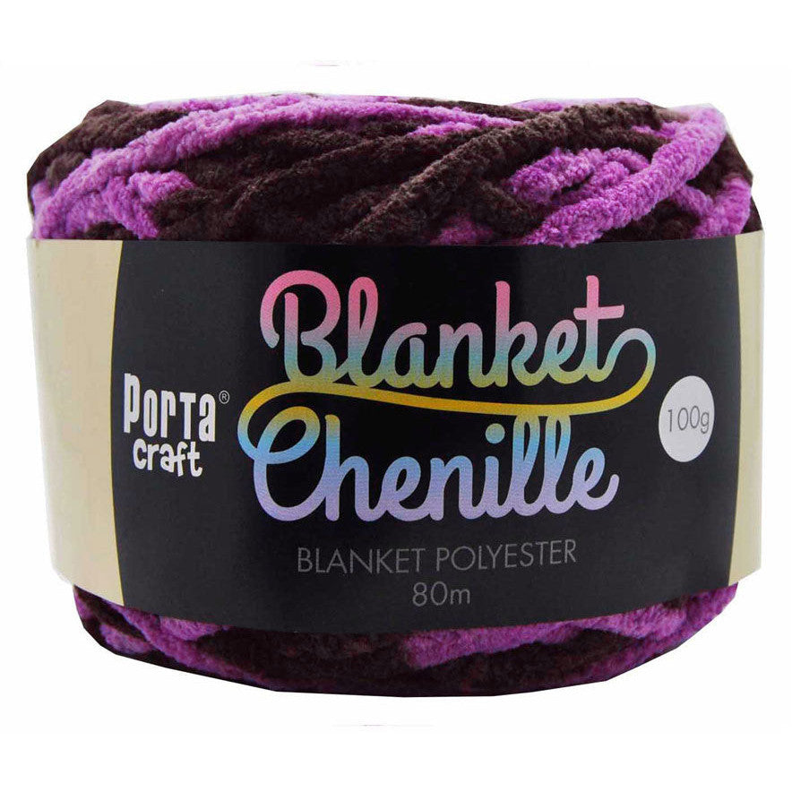 Blanket Chenille Yarn 100g 80m 12ply Purple Sleepy Sky