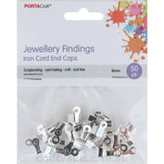 Jewellery Findings Cord End Caps 8mm 50pk Iron