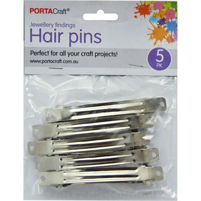 Jewellery Findings Hair Barrette Clips  5pk Silver