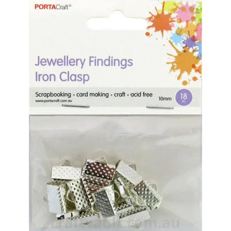 Jewellery Findings Iron Clasps 10mm 18pk Silver
