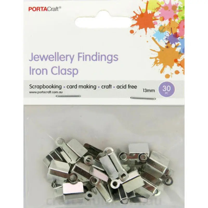 Jewellery Findings Iron Clasps 13mm 30pk Silver