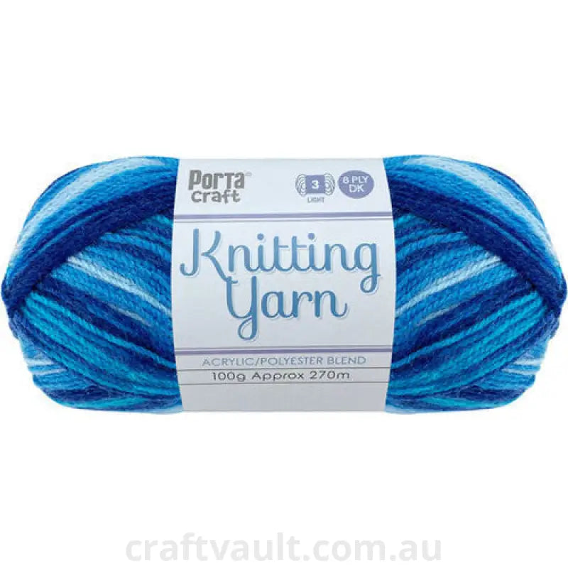 Knitting Yarn 100g 270m 8ply Multi Bluey