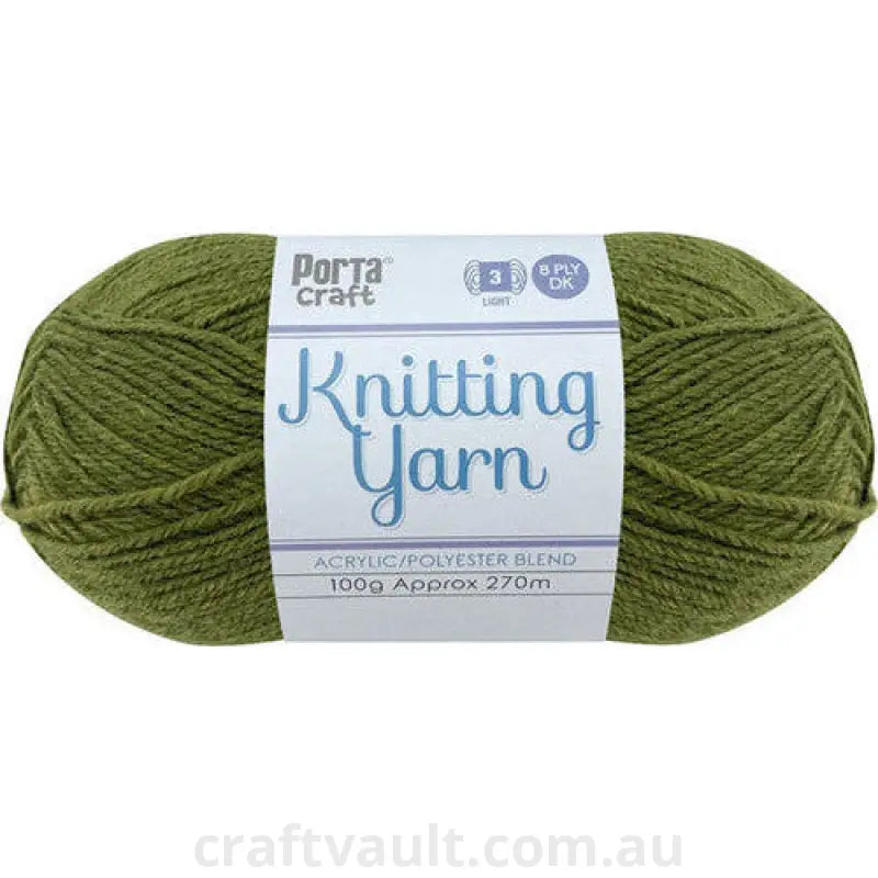 Knitting Yarn 100g 270m 8ply Solid Army