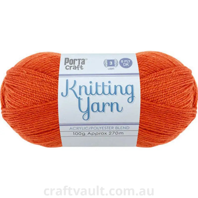 Knitting Yarn 100g 270m 8ply Solid Burnt Orange