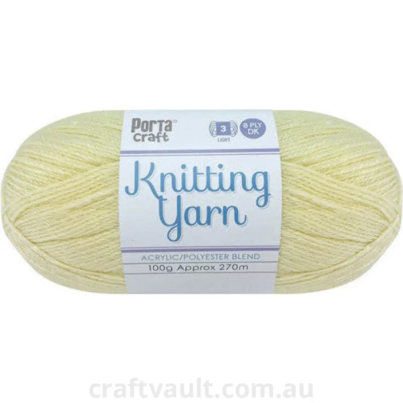 Knitting Yarn 100g 270m 8ply Solid Buttermilk