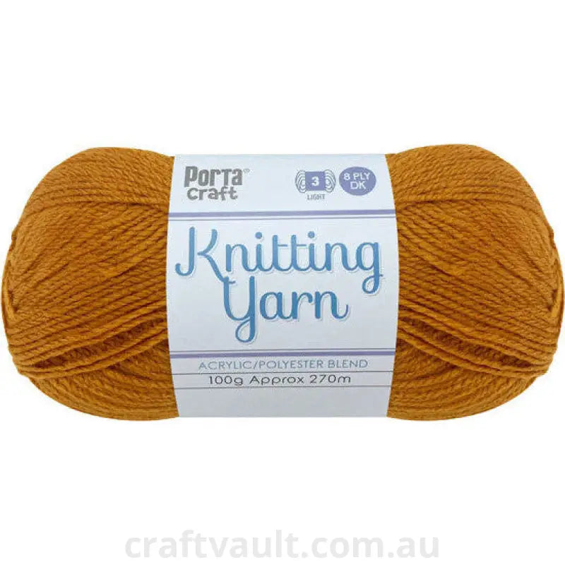 Knitting Yarn 100g 270m 8ply Solid Butterscotch
