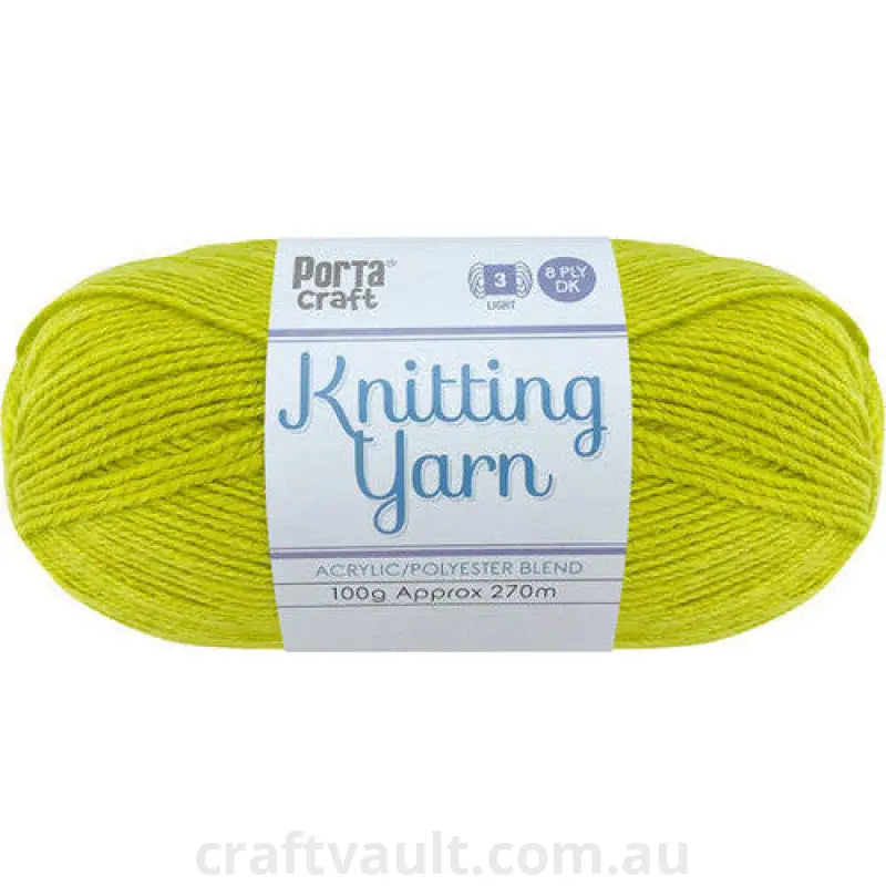 Knitting Yarn 100g 270m 8ply Solid Chartreuse