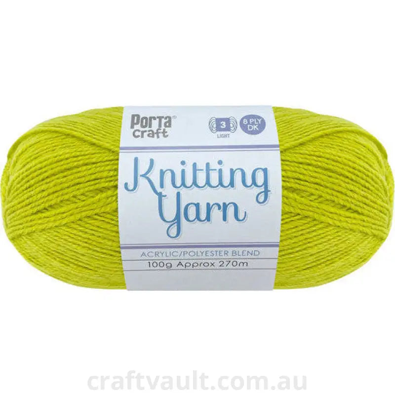 Knitting Yarn 100g 270m 8ply Solid Chartreuse