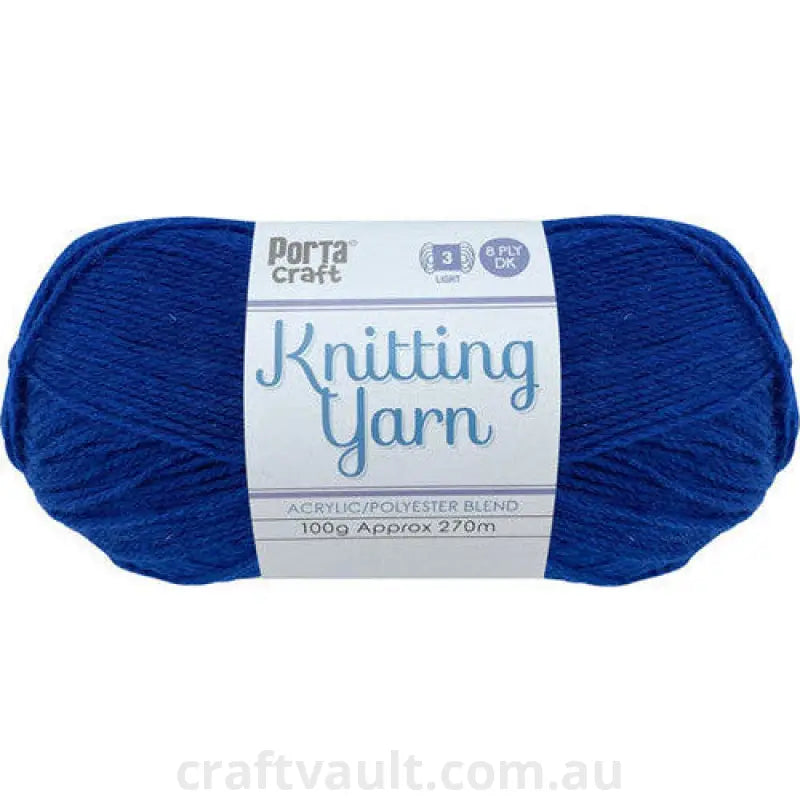 Knitting Yarn 100g 270m 8ply Solid Cobalt