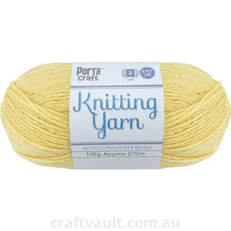 Knitting Yarn 100g 270m 8ply Solid Custard