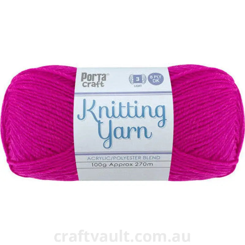 Knitting Yarn 100g 270m 8ply Solid Dragonfruit