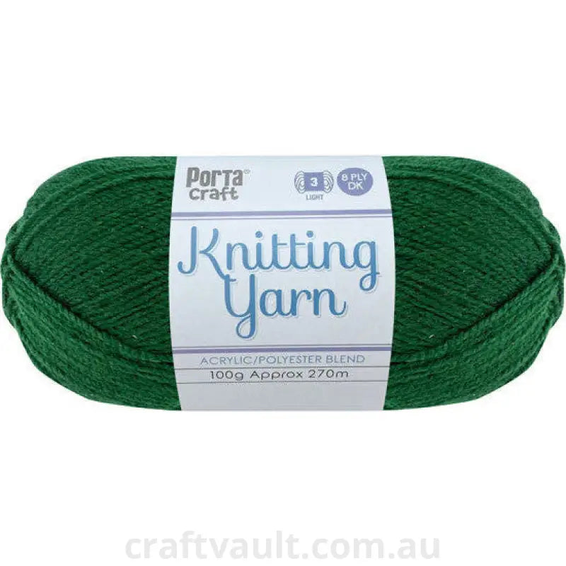 Knitting Yarn 100g 270m 8ply Solid Evergreen