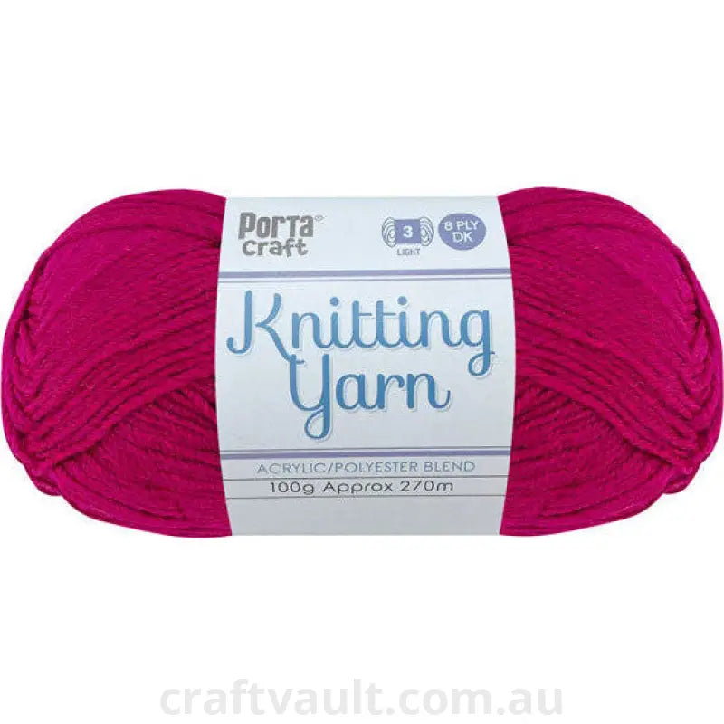 Knitting Yarn 100g 270m 8ply Solid Fuchsia