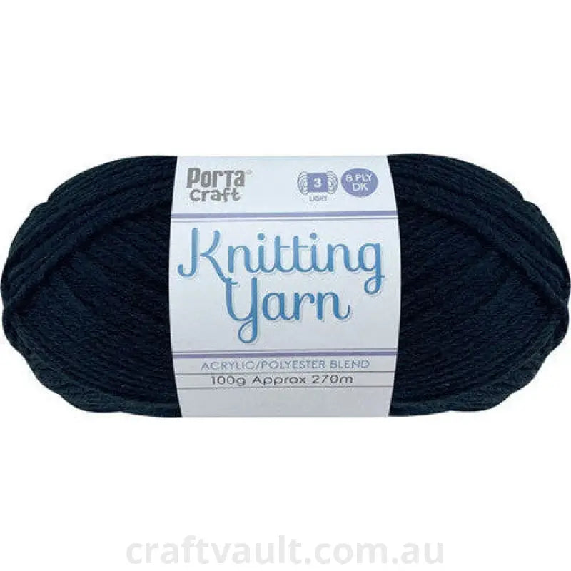 Knitting Yarn 100g 270m 8ply Solid Ink Black