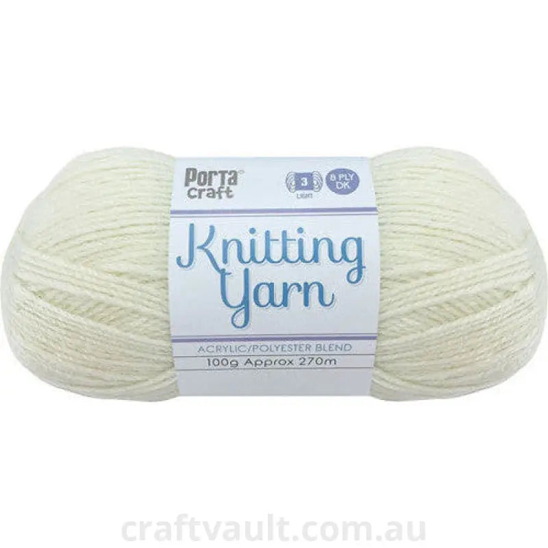 Knitting Yarn 100g 270m 8ply Solid Ivory