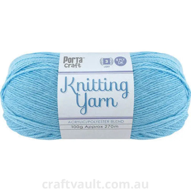 Knitting Yarn 100g 270m 8ply Solid Sky Blue