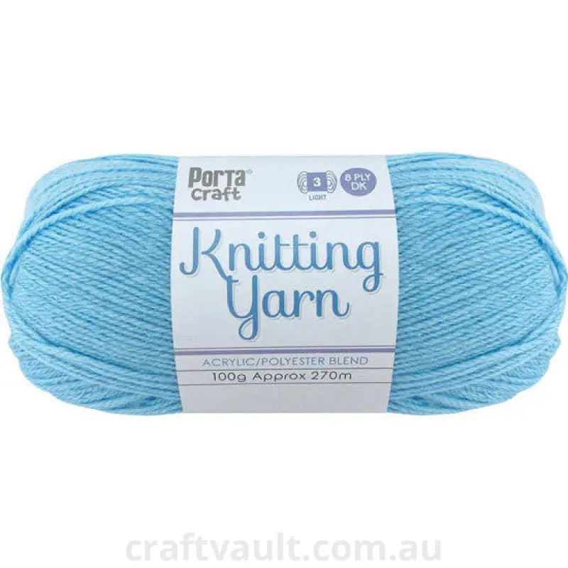 Knitting Yarn 100g 270m 8ply Solid Sky Blue