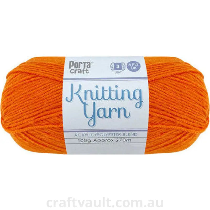 Knitting Yarn 100g 270m 8ply Solid Tangerine