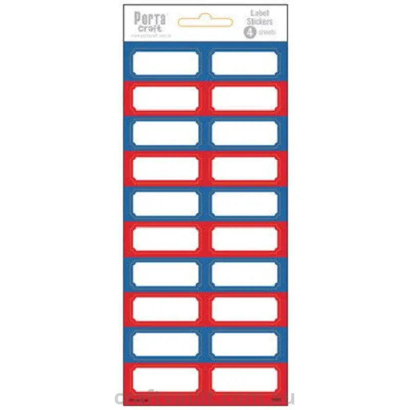 Label Stickers Mini Rectangles Blue & Red 4 Sheets