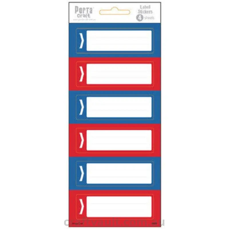 Label Stickers Rectangle Blue & Red 4 Sheets