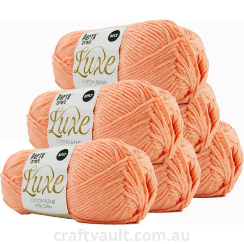 Luxe Cotton Blend Yarn 100g 220m 8ply Apricot