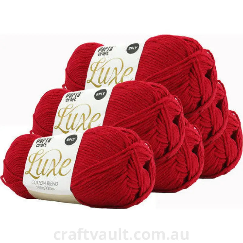 Luxe Cotton Blend Yarn 100g 220m 8ply Mailbox Red