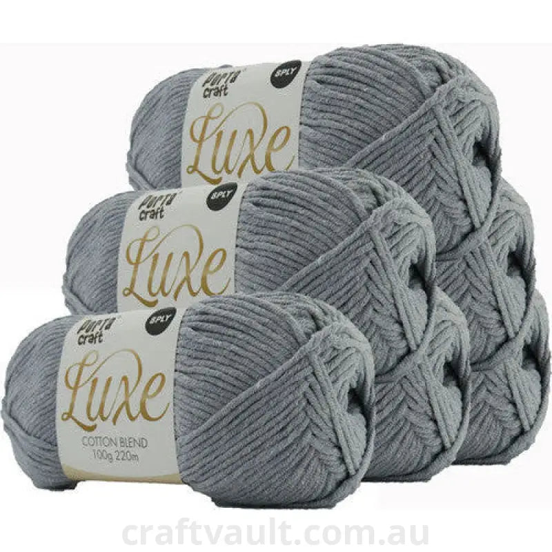 Luxe Cotton Blend Yarn 100g 220m 8ply Overcast