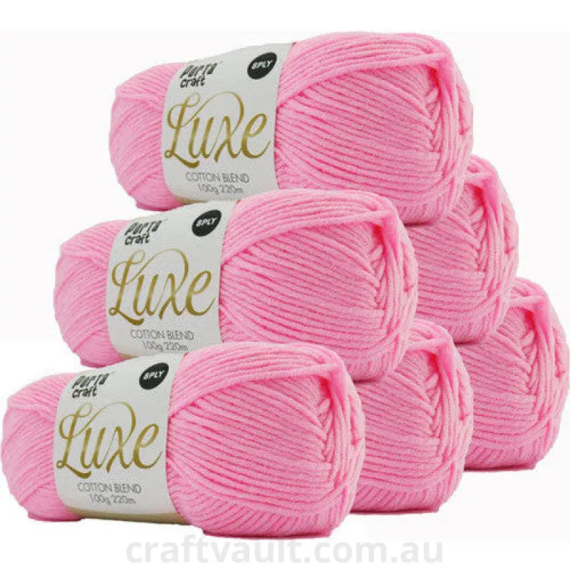 Luxe Cotton Blend Yarn 100g 220m 8ply Princess Pink