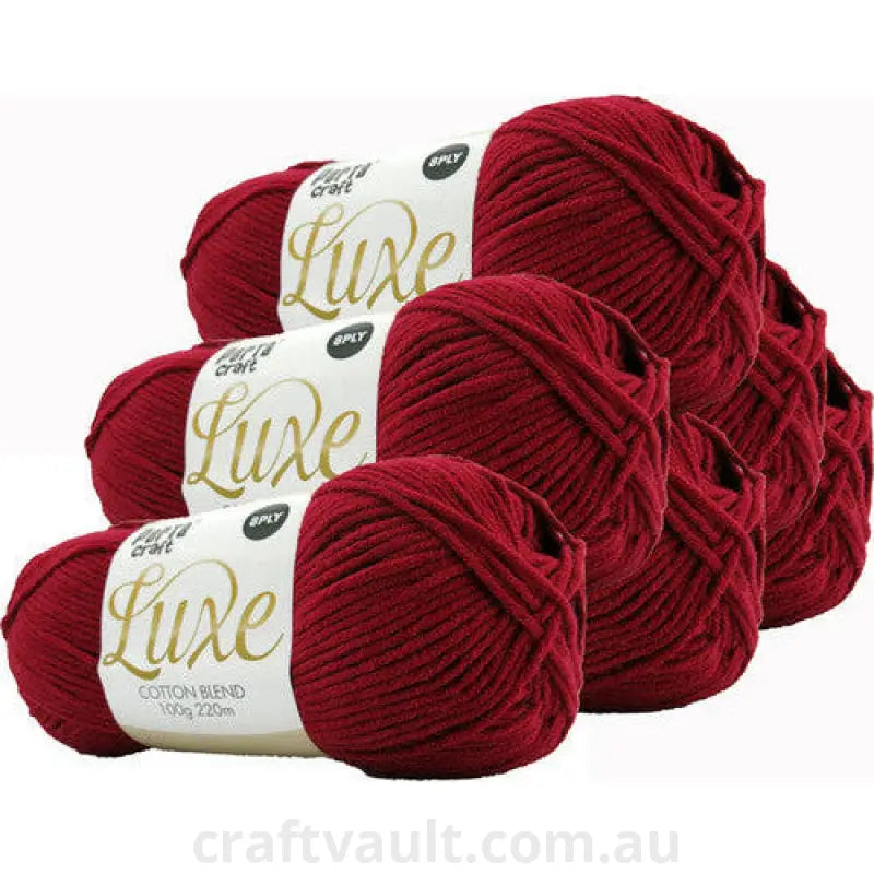 Luxe Cotton Blend Yarn 100g 220m 8ply Ruby