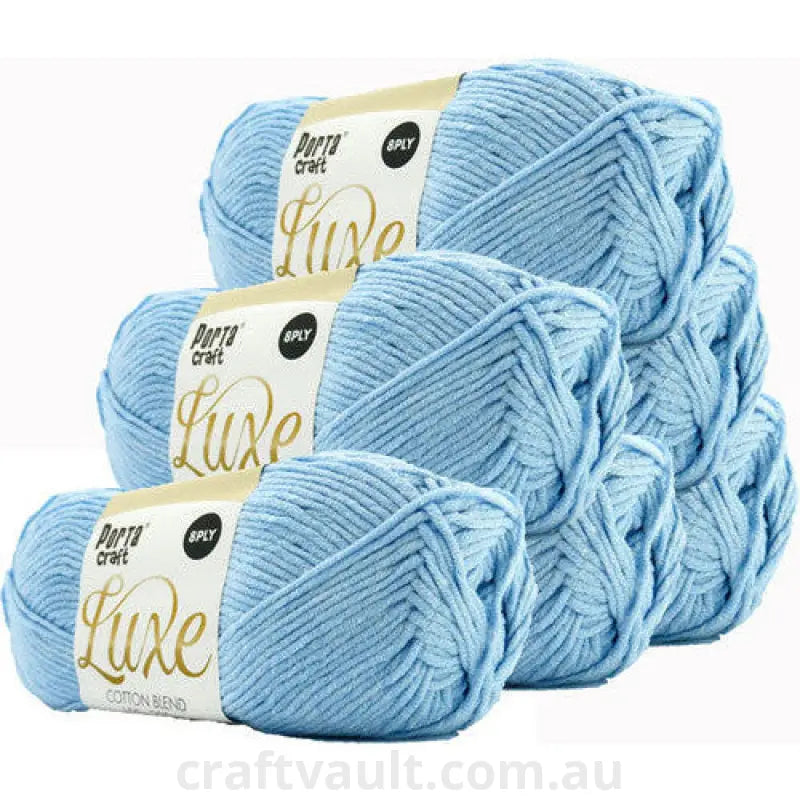 Luxe Cotton Blend Yarn 100g 220m 8ply Sky Blue
