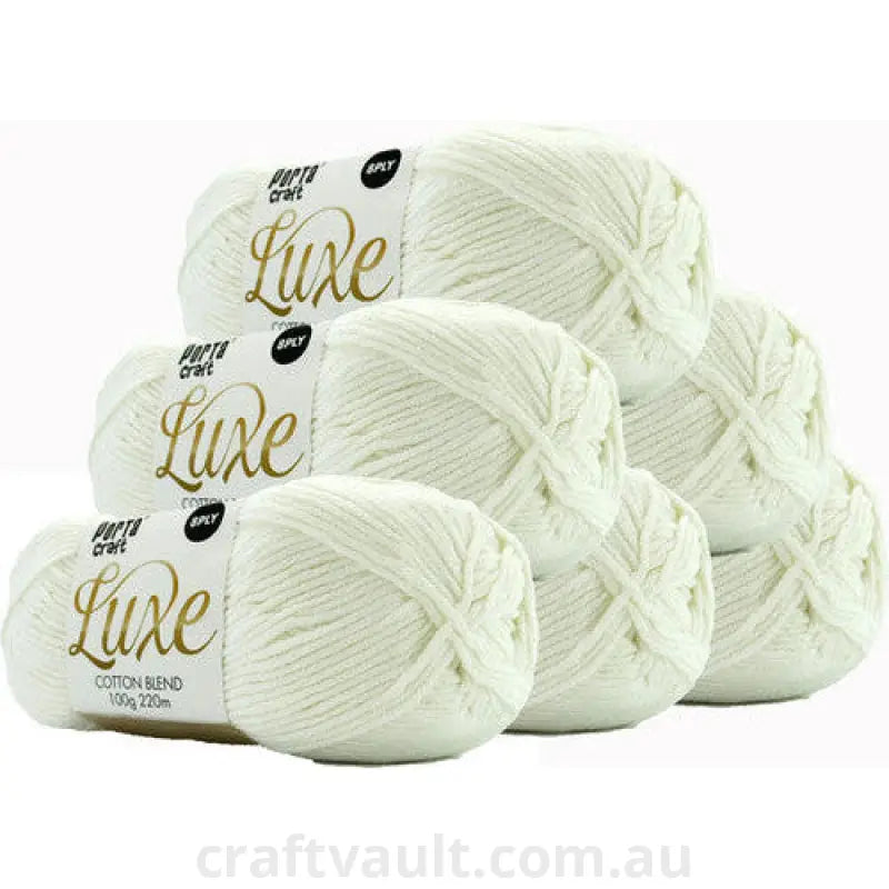 Luxe Cotton Blend Yarn 100g 220m 8ply White
