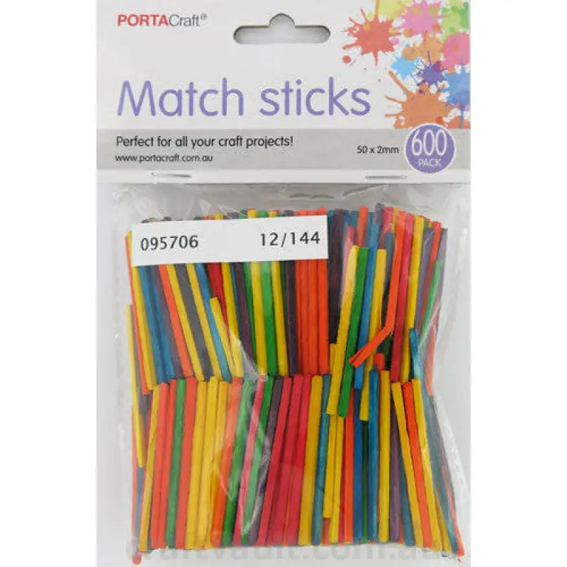 Match Sticks 50x2mm 600pk Coloured