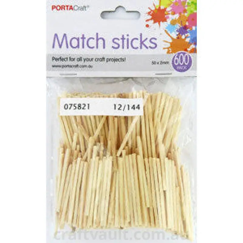 Match Sticks 50x2mm 600pk Natural