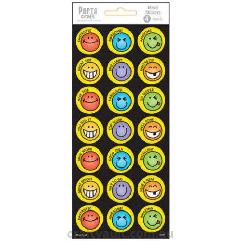 Merit Label Stickers Fluro Emoji 4 Sheets