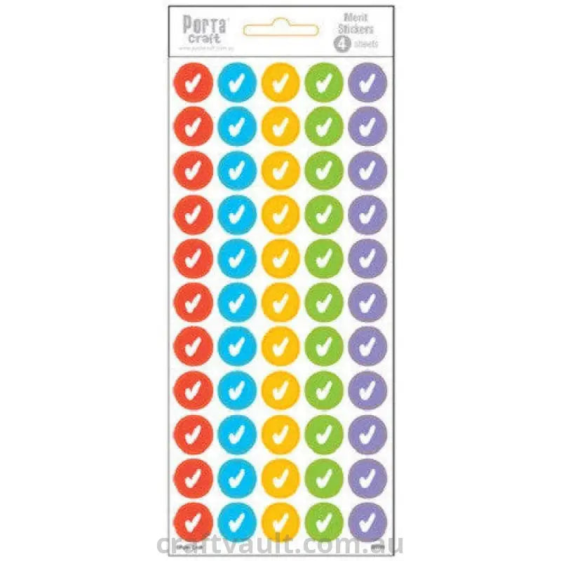 Merit Label Stickers Multi Colour Bubble Ticks 4 Sheets