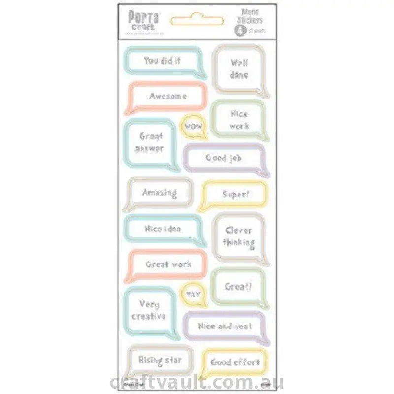 Merit Label Stickers Pastel Speech Bubble 4 Sheets