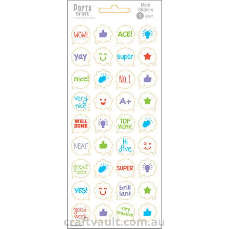 Merit Label Stickers Well Done Reward 4 Sheets