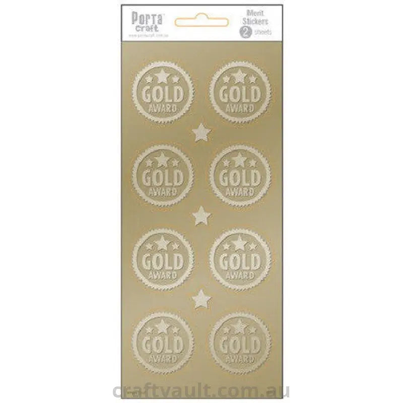 Merit Stickers Foil Embossed Gold Award 2 Sheets