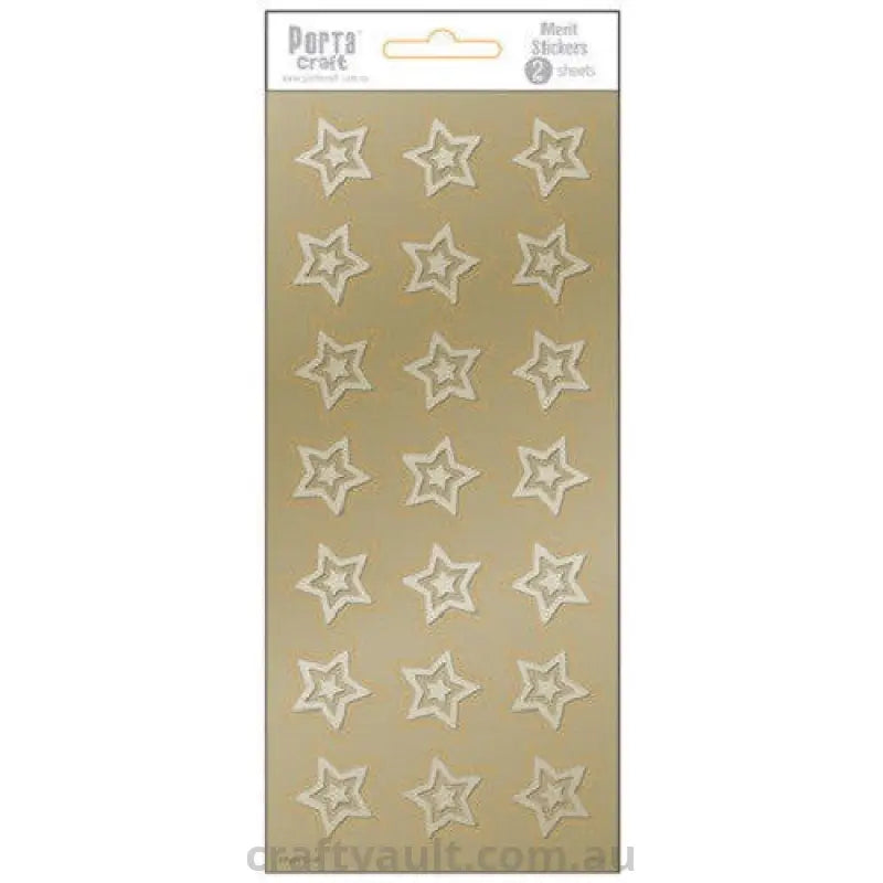 Merit Stickers Foil Embossed Gold Stars 2 Sheets
