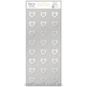Merit Stickers Foil Embossed Silver Hearts 2 Sheets