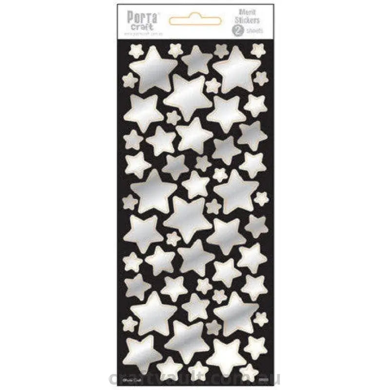Merit Stickers Foil Silver Stars 2 Sheets