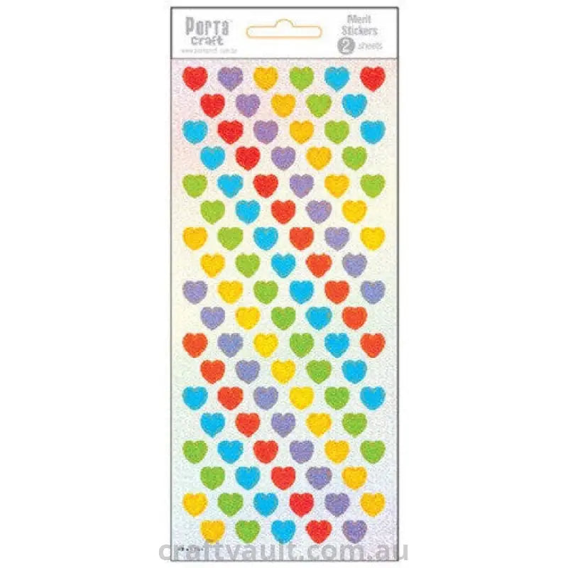 Merit Stickers Laser Holographic Hearts 2 Sheets