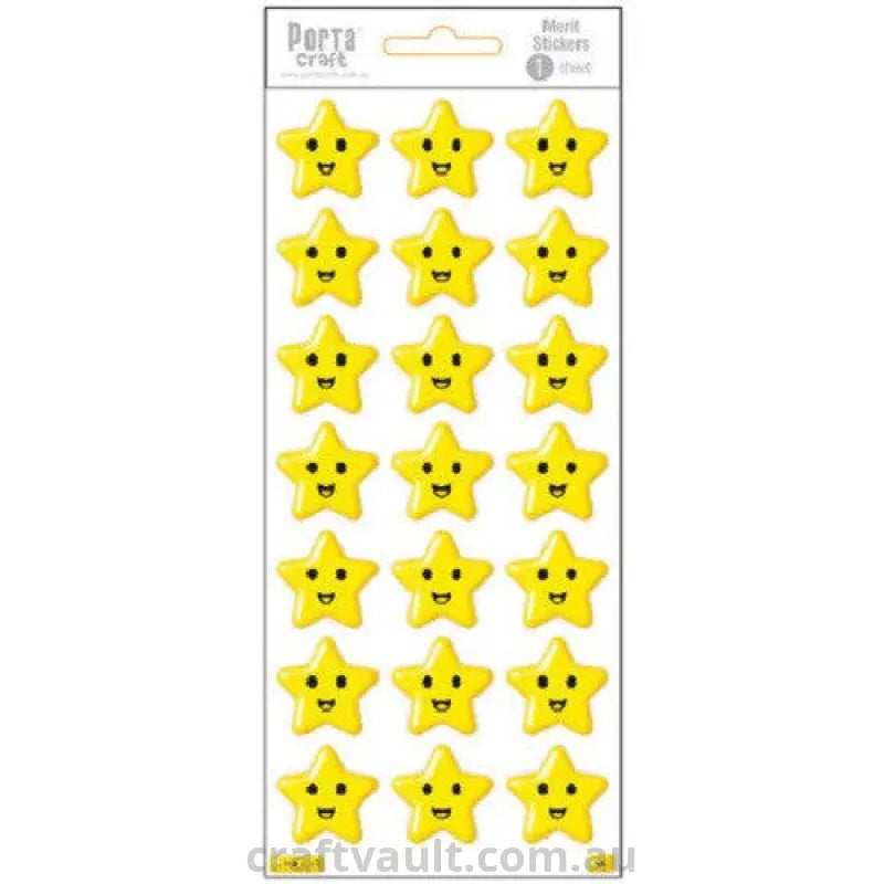Merit Stickers Puffy Smiley Stars 1 Sheet