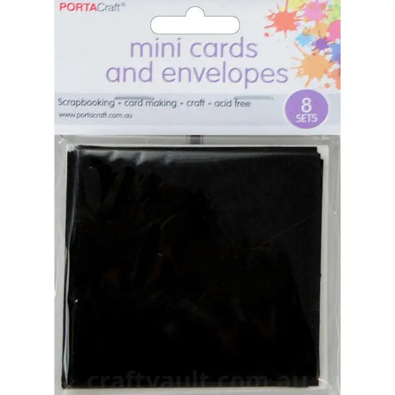 Mini Cards & Envelopes 77mm 8pk Black