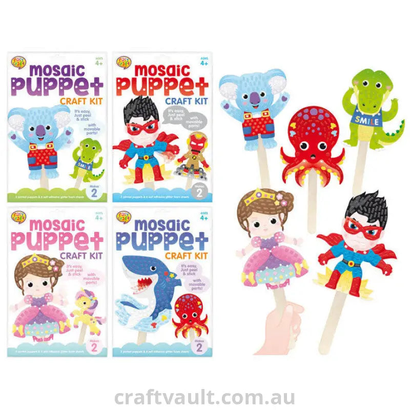 Mosaic Craft Kit Lollipop Puppet 4 Assorted