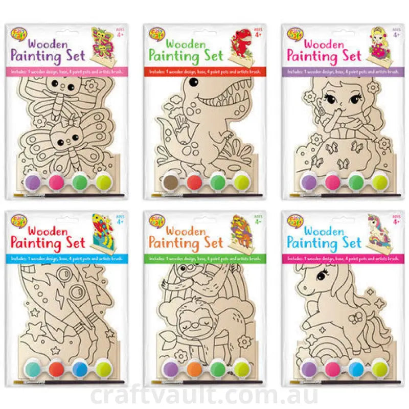 Paint Set Wooden Character 6 Assorted