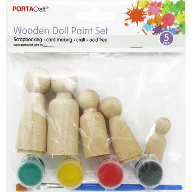Paint Set Wooden Dolls 5 Pack