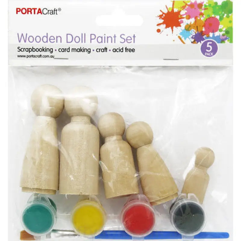Paint Set Wooden Dolls 5 Pack