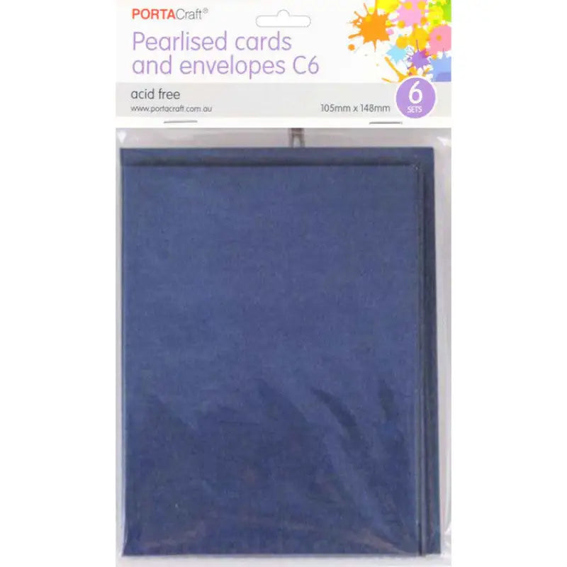 Pearlise Card & Envelope C6 6pk Denim