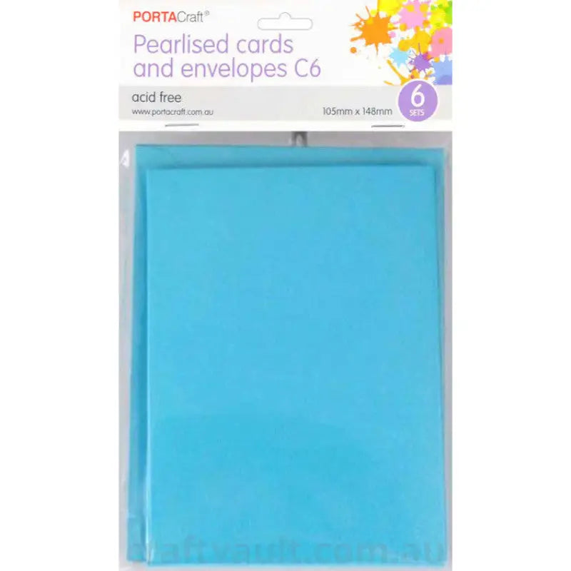 Pearlise Card & Envelope C6 6pk Ice Blue